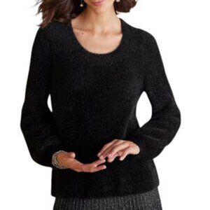 NEW Soft Surroundings Ciara Sparkle Sweater Puff Sleeve Sz 2X Black